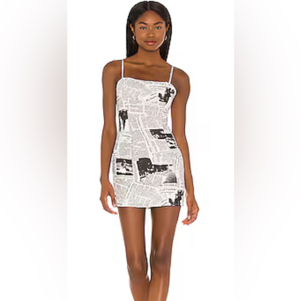 SUPERDOWN News Print Letizia Mini Dress Girls Night Out Sexy NWT Size XS